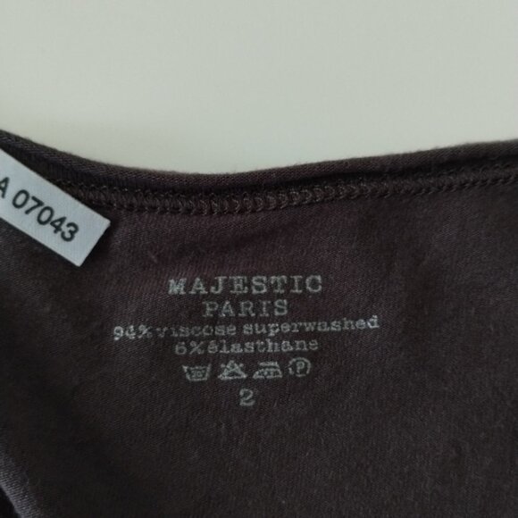 Majestic Paris V Neck Top Size 2 - Picture 3 of 8
